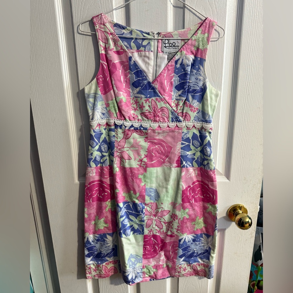 🎀 Lilly Pulitzer Pink and Blue Floral Dress
